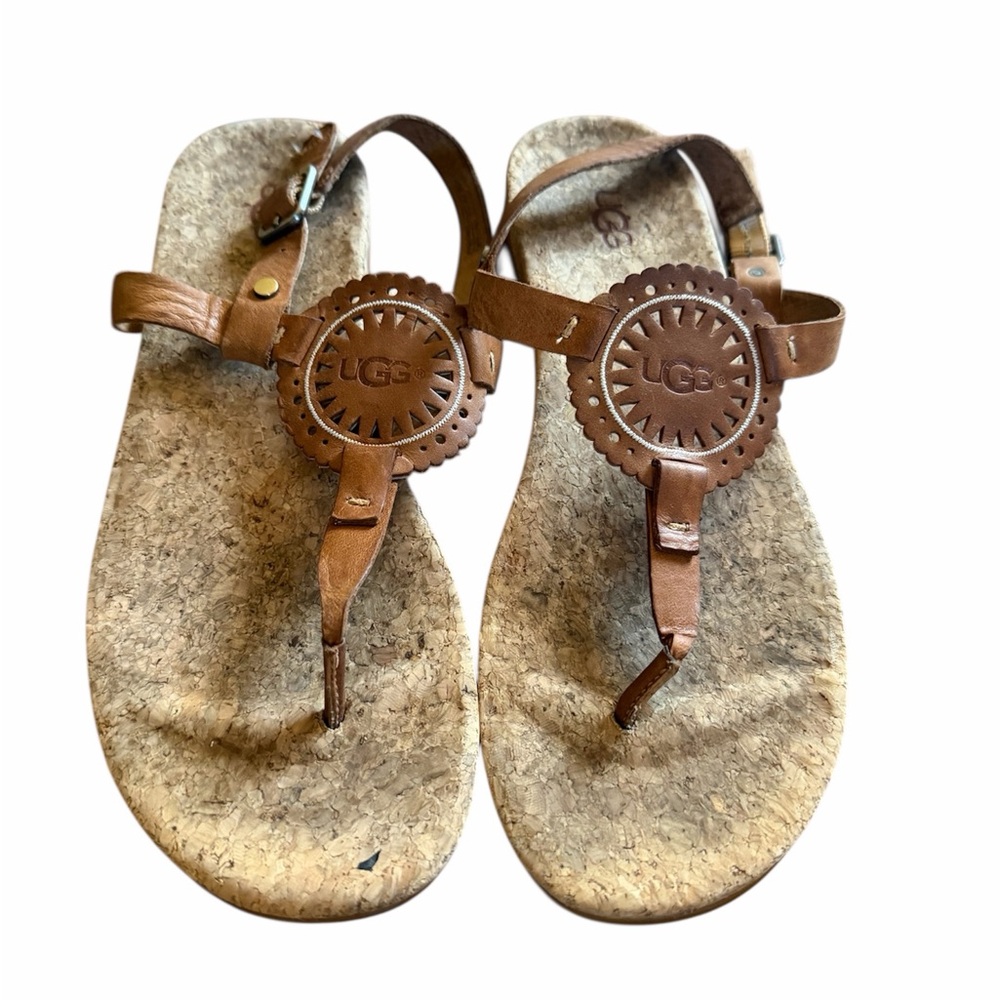 UGG Tan Leather Cork Sandals